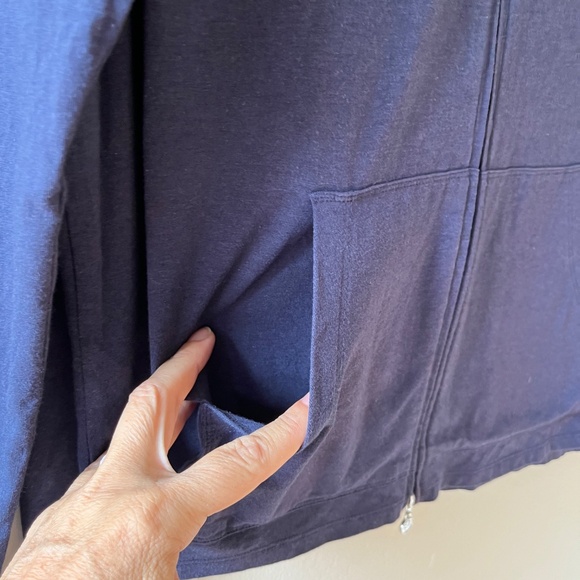 Coolibar Sz L Casual Zip Up Hoodie Navy ZnOTM Fabric UPF 50 Pockets - Picture 5 of 11